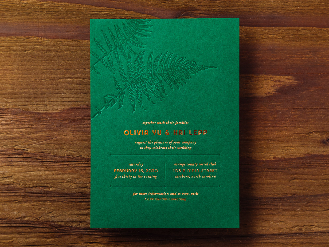 Fern invitation from Parklife Press
