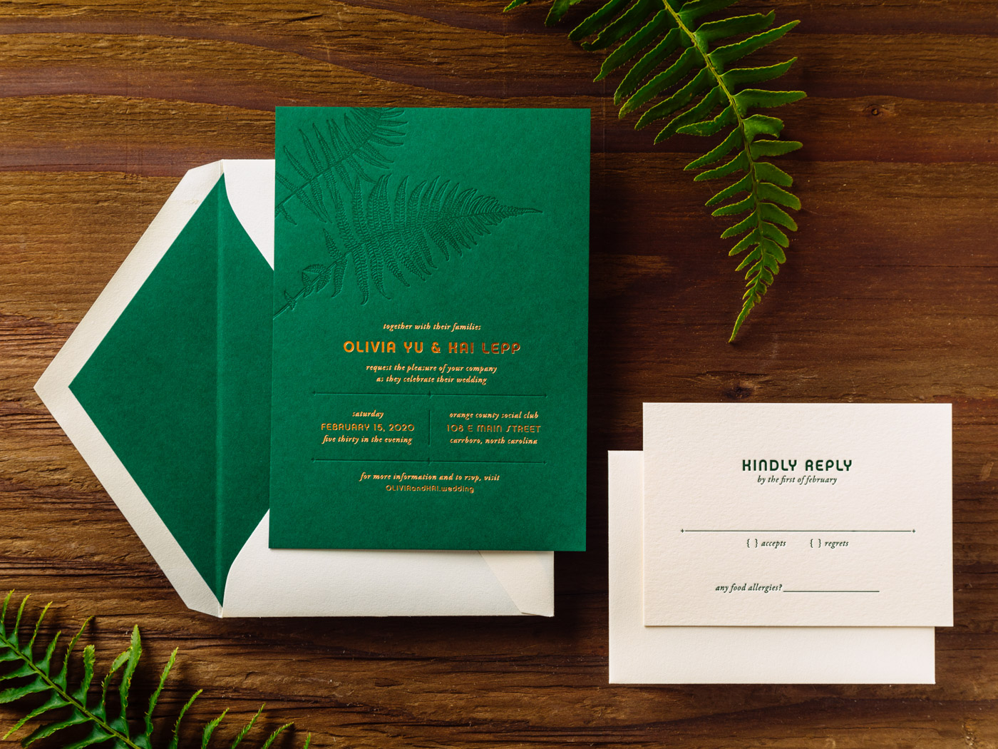 Fern invitation from Parklife Press