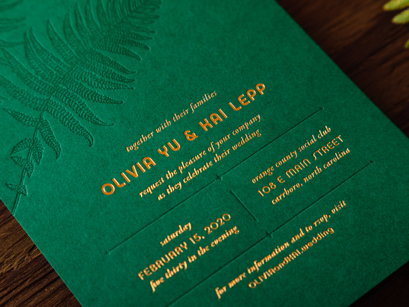 Fern invitation from Parklife Press