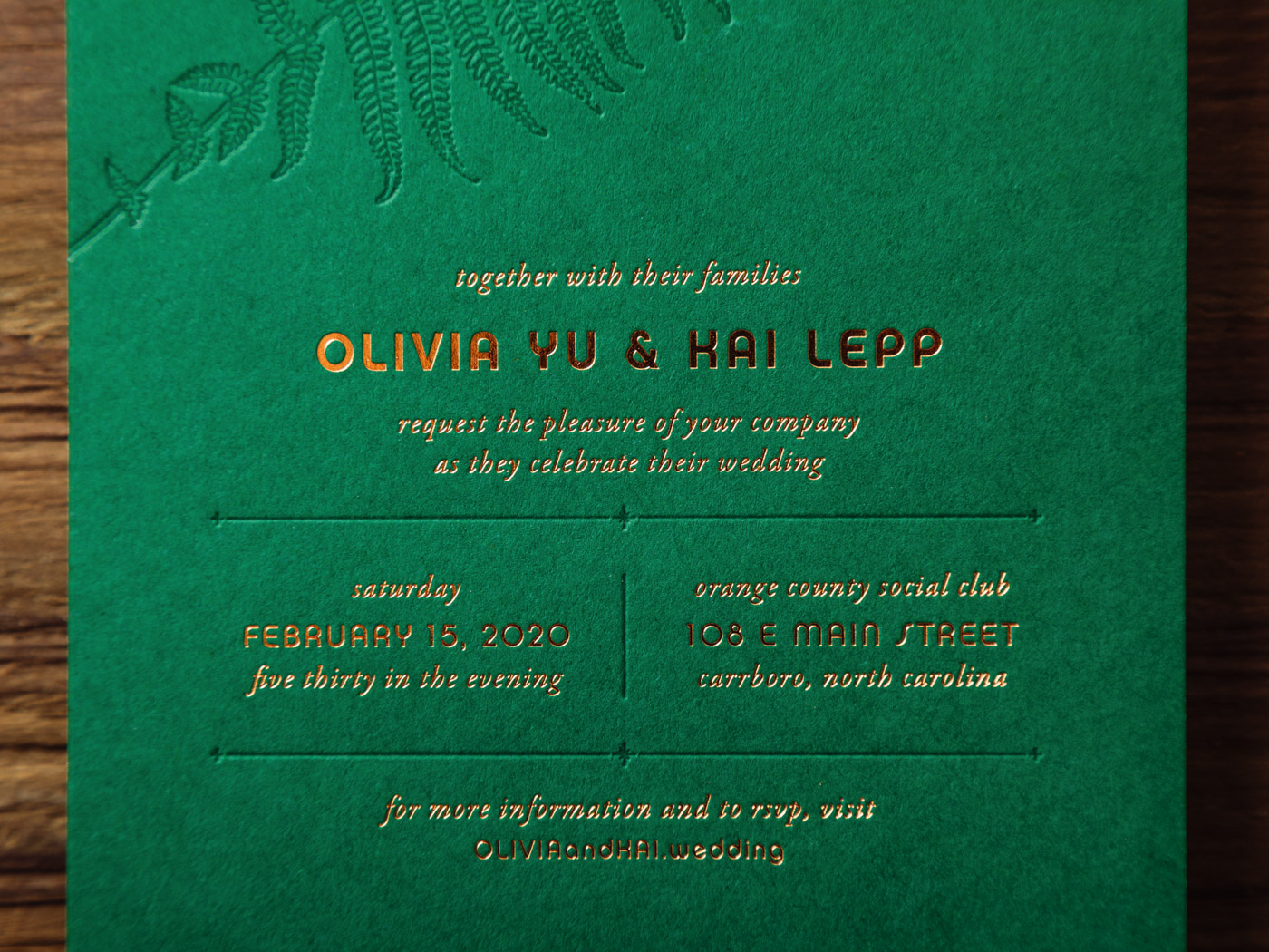 Fern invitation from Parklife Press