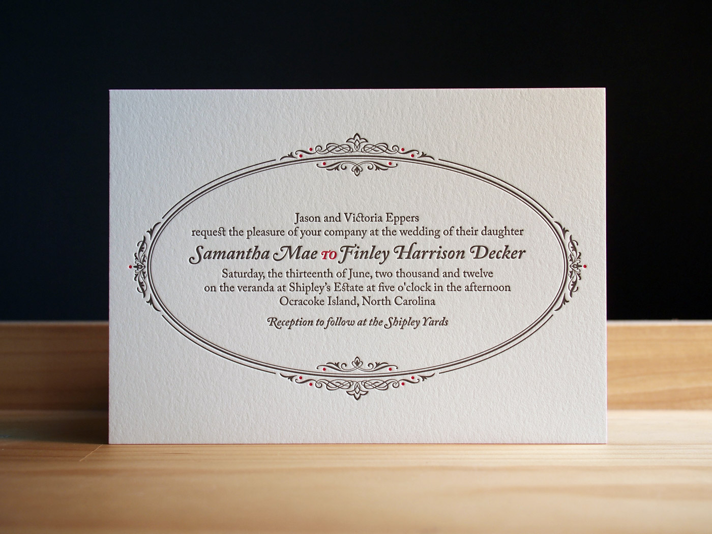 Pewter invitation from Parklife Press