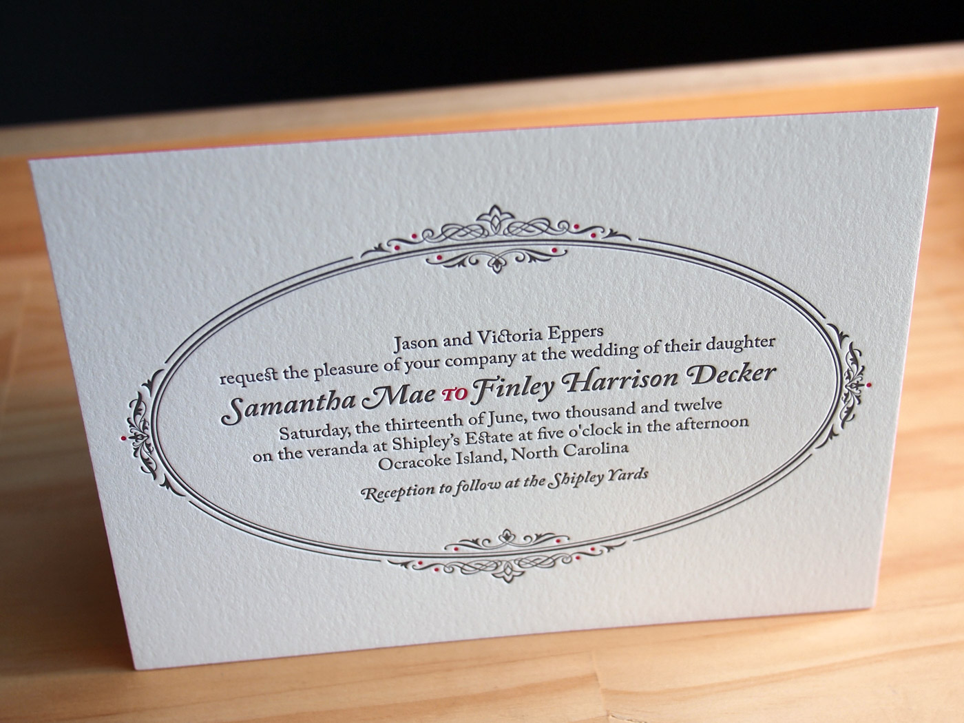Pewter invitation from Parklife Press