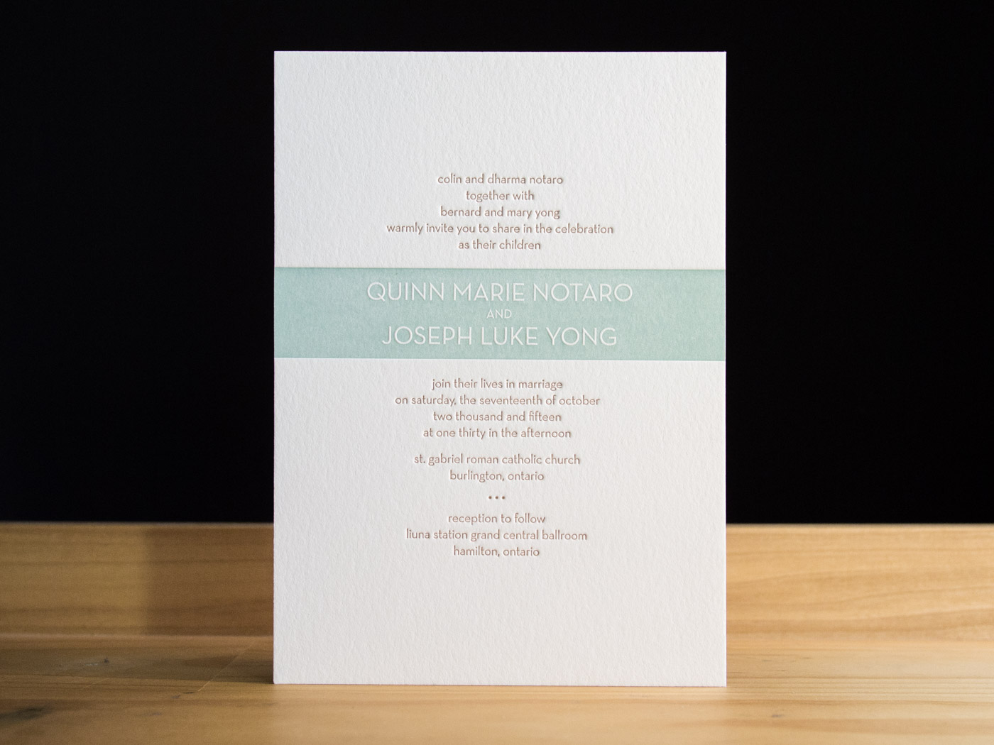 Quinn invitation from Parklife Press