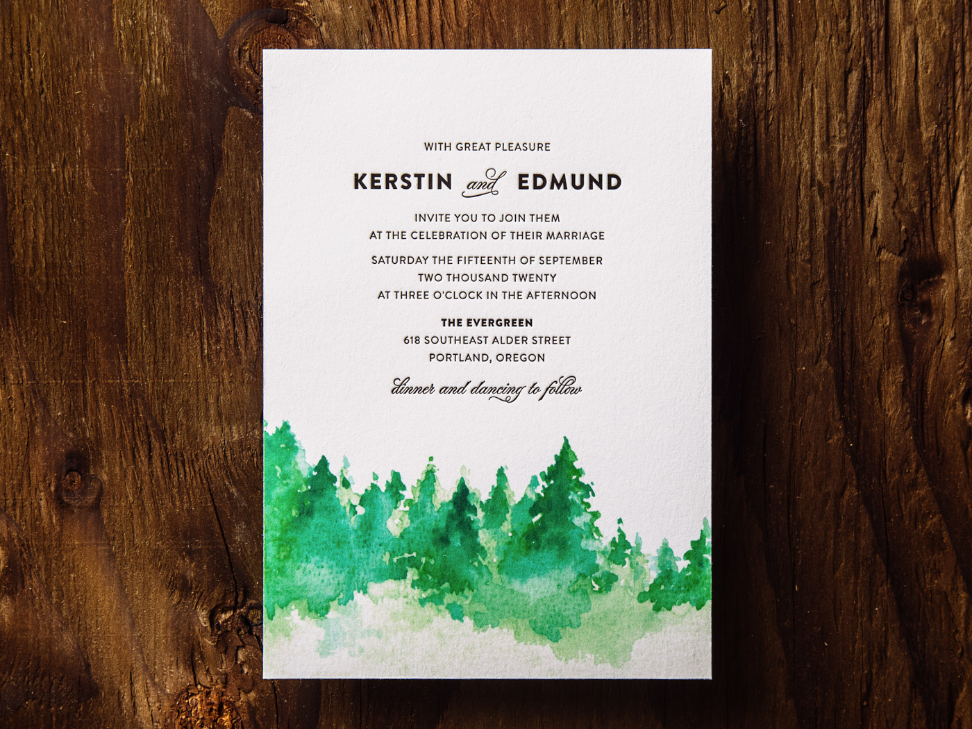 Timberline invitation from Parklife Press