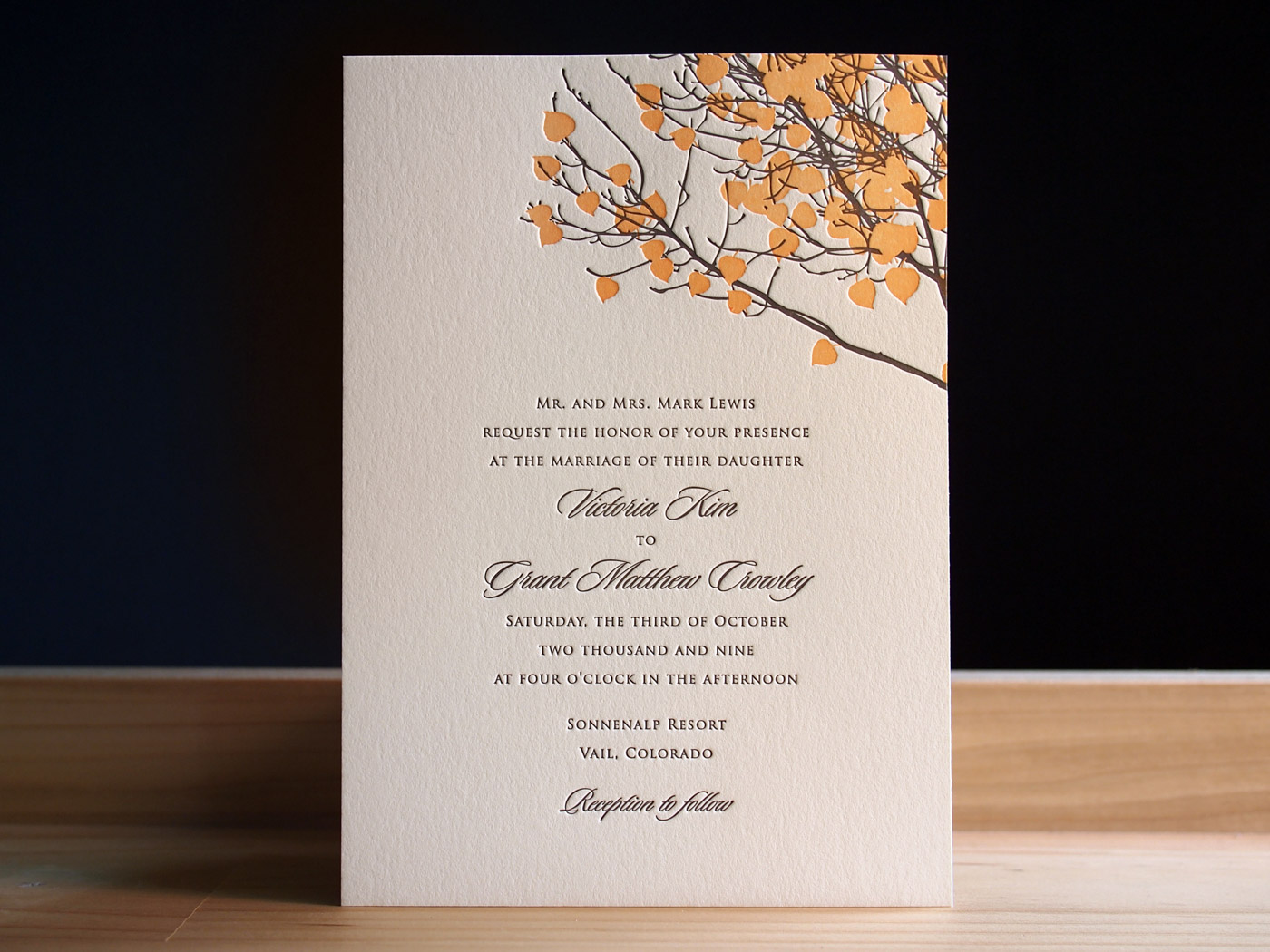 Vail invitation from Parklife Press