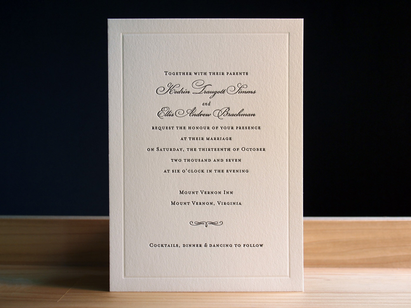 Vignette invitation from Parklife Press